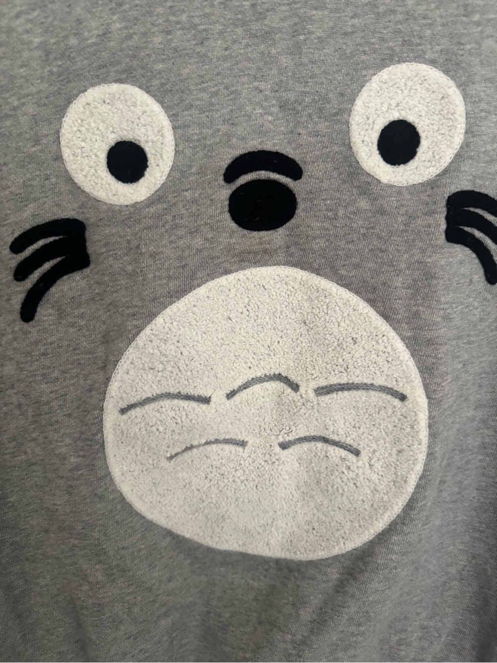 Gray Cartoon Totoro Face Sweatshirt - Picture 2 of 3